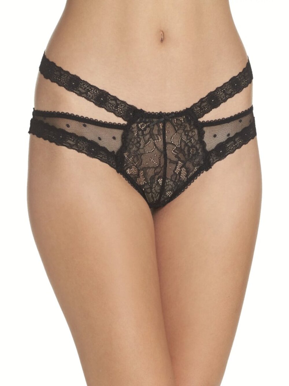 NWT Honeydew Intimates Nichole Crotchless Panties Point d'Esprit in Black size L